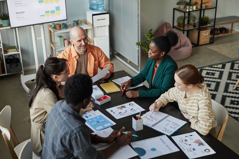 Marketing team discussing Memory Care Marketing